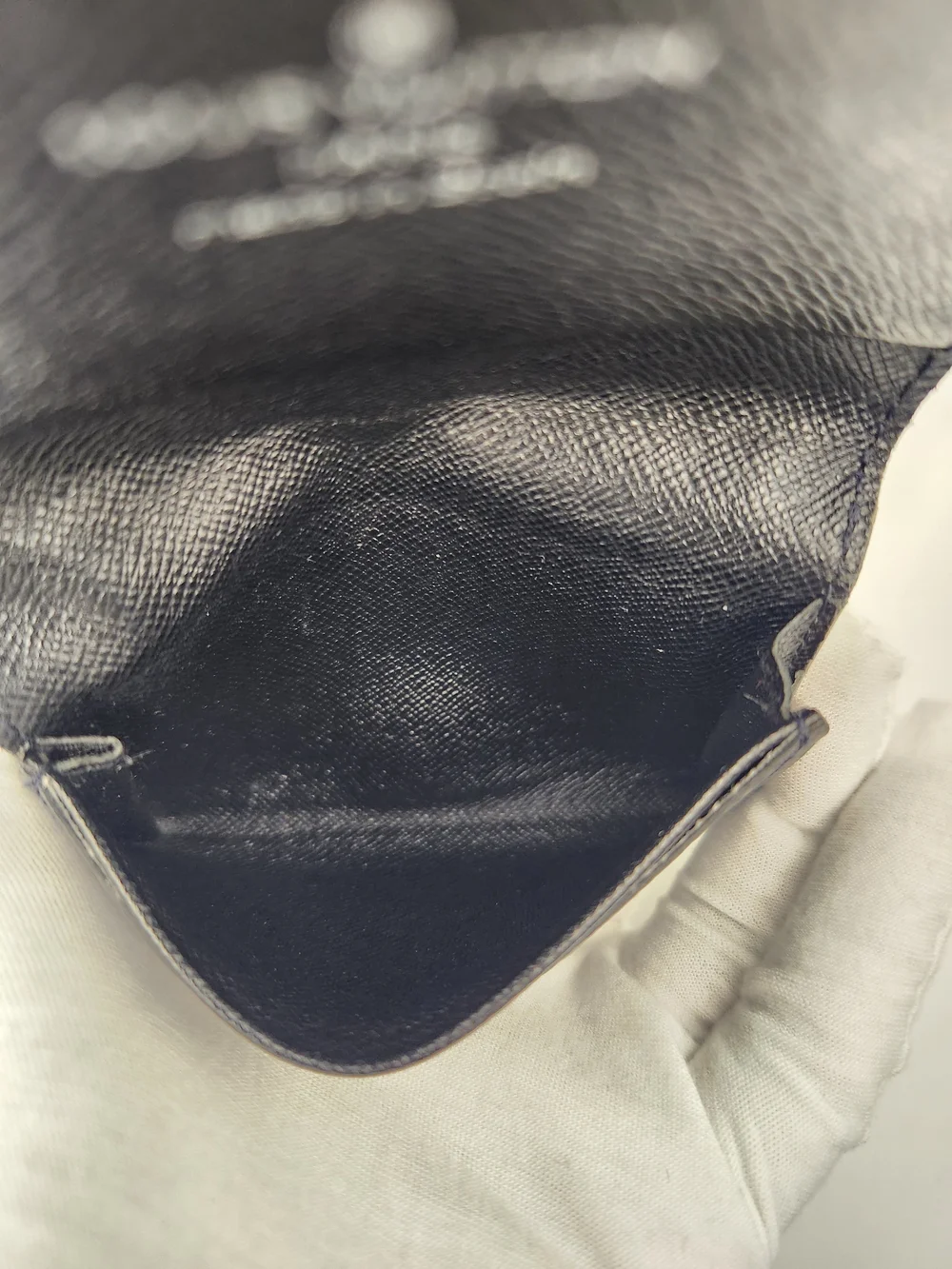 Louis Vuitton Black Taiga Leather Envelope Card Holder Wallet With Dustpouch